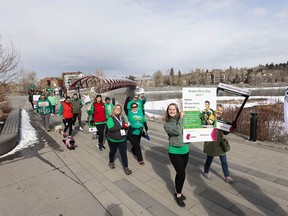Hope in Motion parade for Green Shirt Day in Calgary