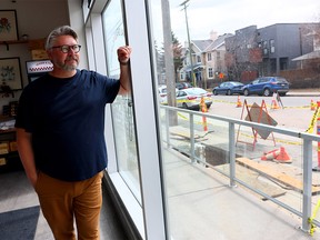 Cam Fraser, owner of Fraser & Fig in Marda Loop, is still working on construction work in the Calgary area. Photo taken on Friday, April 12, 2024.