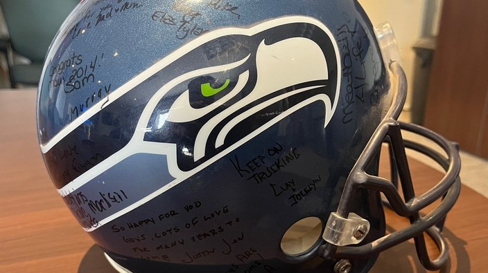 RCMP seek owners of Seattle Seahawks football helmet.