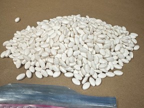 Photo of benzodiazepine-laced fentanyl seized earlier this year by Grande Prairie RCMP after a fatal overdoze.