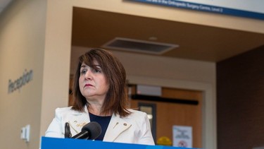Health Minister Adriana LaGrange announced $618 million in funding for clearing the province's surgical backlog on Thursday, March 21, 2024, in Edmonton.
