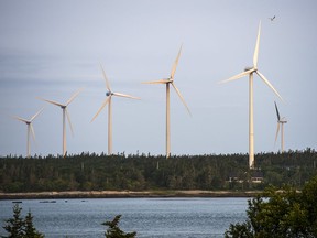 The West Pubnico Point Wind Farm is seen in Lower West Pubnico, N.S. on Monday, Aug. 9, 2021. Wind and solar operators in Canada are being urged to reduce the likelihood of future catastrophic grid outages by making their infrastructure more resilient to climate change.