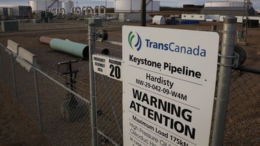 TC Energy Corp. says it has reduced the pressure on a segment of its NGTL pipeline system while an investigation continues into the cause of a rupture that occurred on the line earlier this week. TransCanada's Keystone pipeline facilities are seen in Hardisty, Alta., on Friday, Nov. 6, 2015.