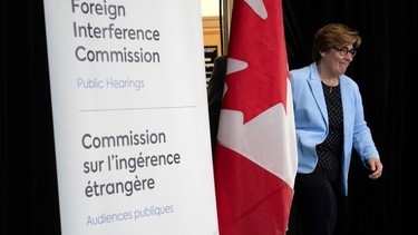 Commissioner Justice Marie-Josee Hogue released her report at the Public Inquiry Into Foreign Interference in Ottawa, Friday, May 3, 2024. THE CANADIAN PRESS/Adrian Wyld