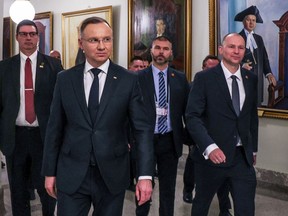 Polish President Andrzej Duda, front centre with Witold Dzielski, Poland's ambassador to Canada. Duda recently wound up an official visit to Alberta and B.C. in the first visit to western Canada by a Polish head of state.