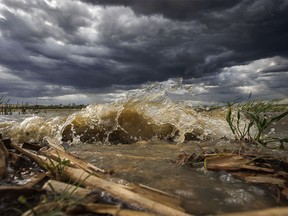 Wind churns up waves at Severn Dam north of Standard, Ab., on Monday, June 3, 2024.