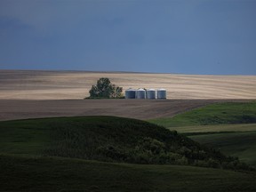 Soft light pushes through the clouds over a field near Severn Dam north of Standard, Ab., on Monday, June 3, 2024.