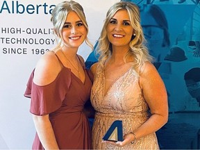 Cassandra Yousph of Carstairs, shown with daughter Jada Yousph, left, is the winner of a provincial engineering technology award and encourages parents to help girls steer towards STEM professions.