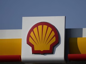 Shell Canada Products says it's going ahead with its Polaris carbon capture project in Alberta.A Shell logo is displayed at a gas station in London, on March 8, 2022.