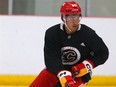 Zayne Parekh skates during the Flames prospects camp at Winsport in Calgary on Thursday