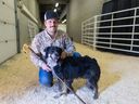 Kier Scott and his stock dog Blue pose for a portrait at the Calgary Stampede on Tuesday, July 9, 2024.