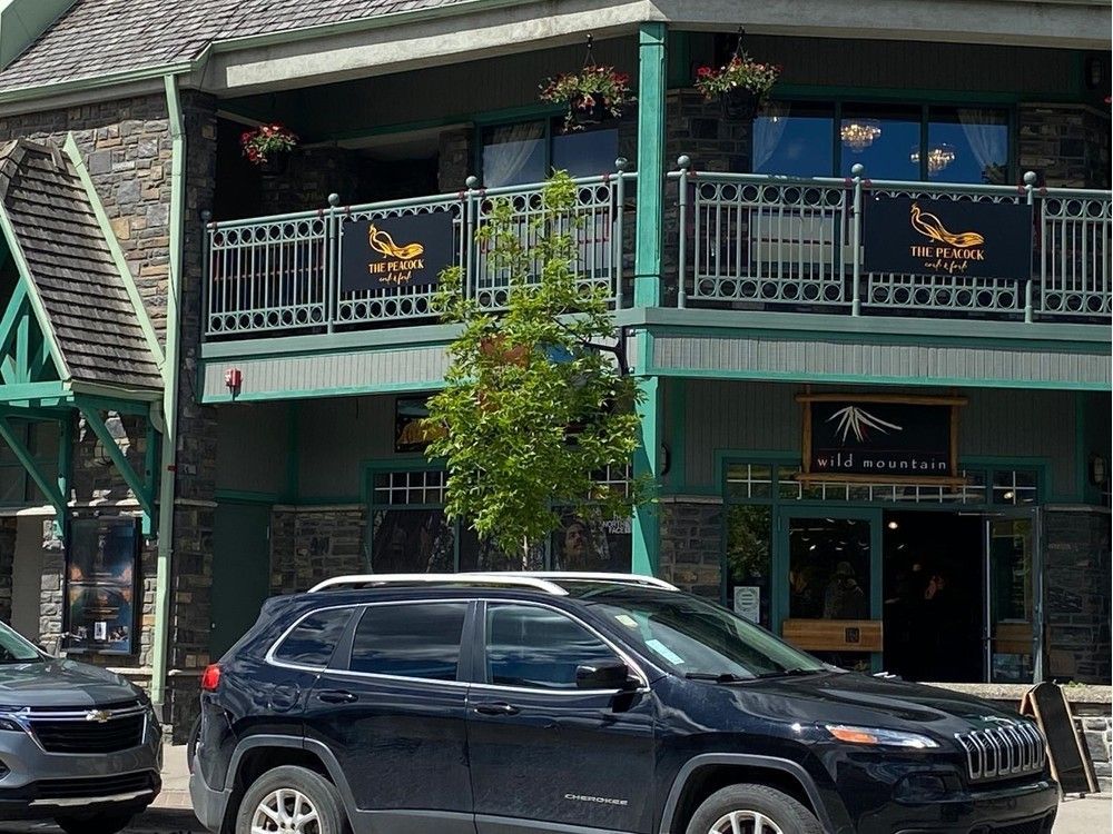 The Peacock restaurant in Jasper is pictured before it burned down in the wildfires last week.