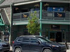 The Peacock restaurant in Jasper is pictured before it burned down in the wildfires last week.