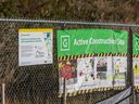 Signage for the Green Line LRT can be seen along the route near the proposed Ogden Station in Calgary on Tuesday, Oct. 15, 2024.