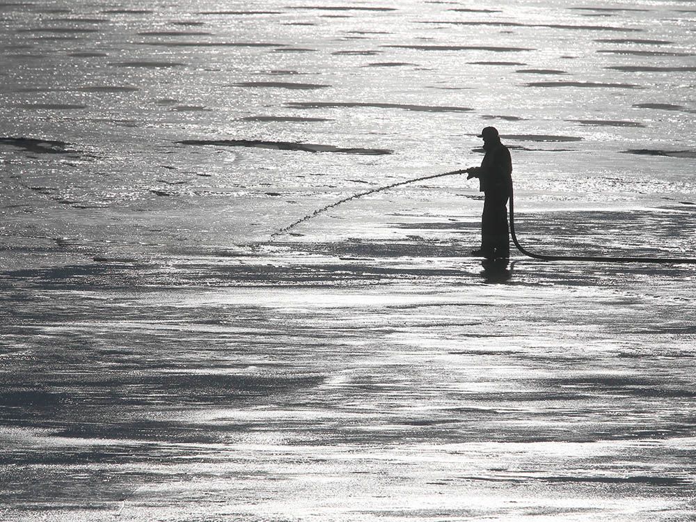 Flooding Chestermere Lake for skating