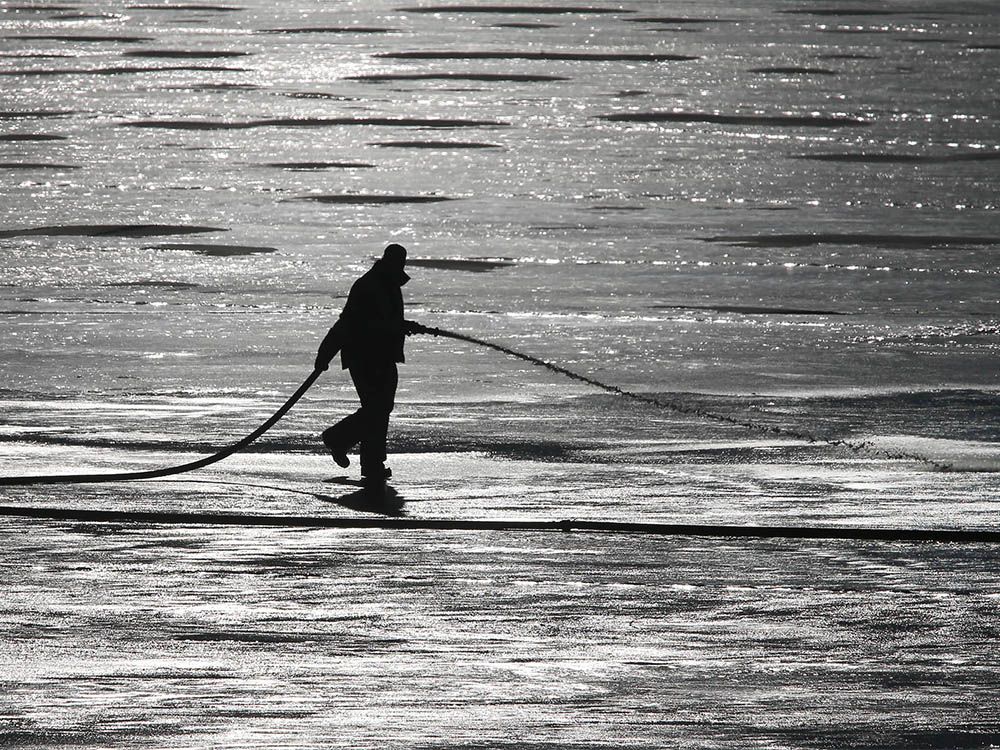 Flooding Chestermere Lake for skating