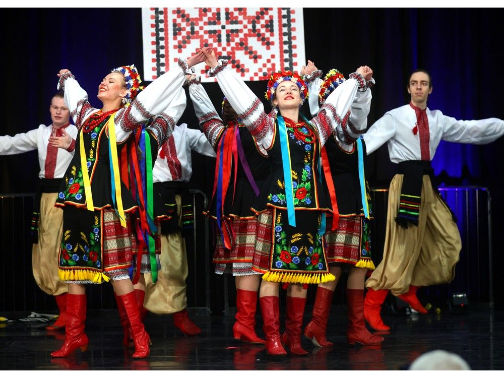  the sadok ukrainian dance ensemble from vernon, b.c., perform during the ukrainian festival at the acadia recreation complex on saturday.