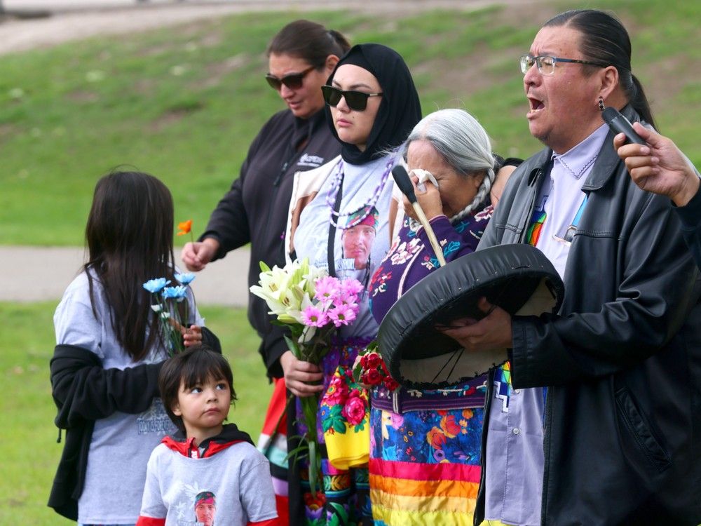 Lena Wildman with family and friends attend a memorial in 2024 for Levon Wildman near the site of his death. Lena Wildman with family and friends attend a memorial in 2024 for Levon Wildman near the site of his death.