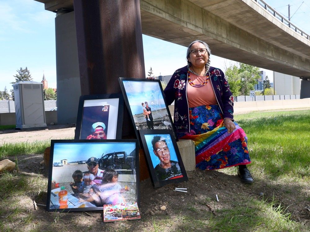 Lena Wildman at a memorial set up for her son, Levon Wildman, who was shot and killed by police on May 29, 2023. Lena Wildman at a memorial set up for her son, Levon Wildman, who was shot and killed by police on May 29, 2023.