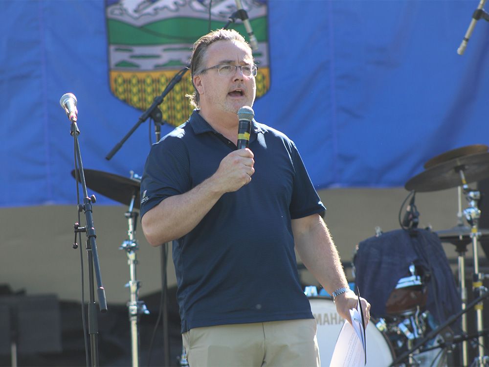  Alberta MLA Dale Nally provides opening remarks for Alberta Day, hosted on Sunday, Sep. 1 2024, at the Legislative Grounds in Edmonton.