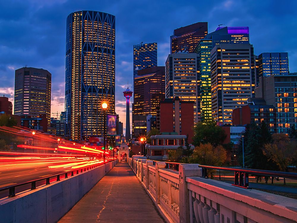 Downtown Calgary Illuminated At Dawn
