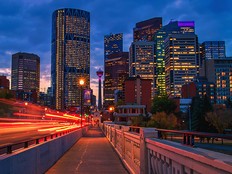 Downtown Calgary Illuminated At Dawn