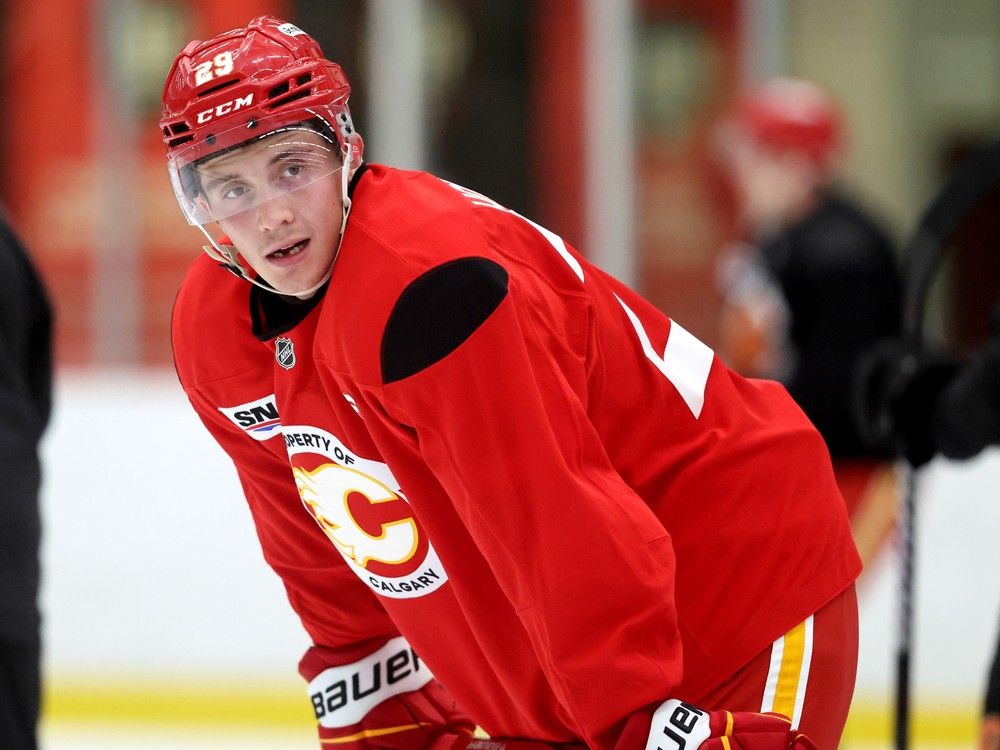 Calgary Flames winger Sam Honzek who plays on a line with Mikael Backlund is out with an injury.