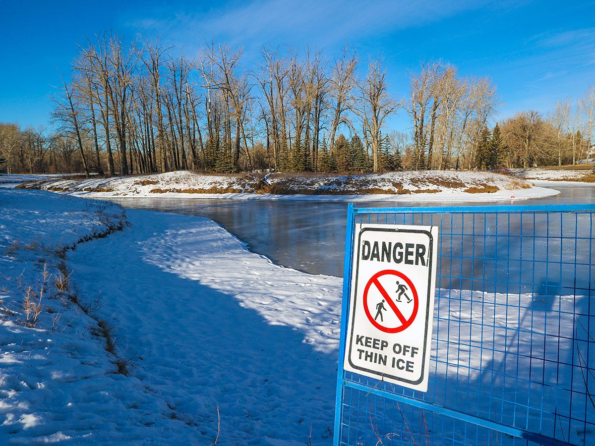 Calgary's frozen-over water retention ponds might look like fun places to hang out but they remain dangerous year-round.