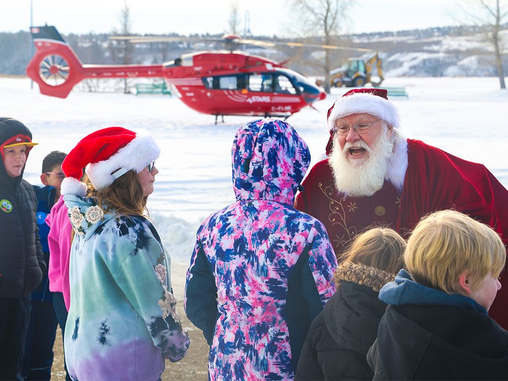It's the second year in a row that Santa Claus has visited the Alberta Children's Hospital, courtesy of STARS air ambulance services.