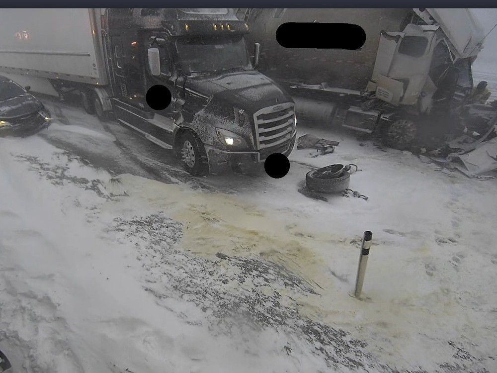 People were sharing some obvious and some not-so-obvious fake images from a collision with around 100 cars near Airdrie during a snow storm.