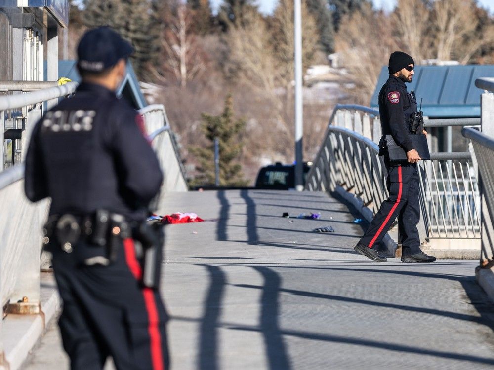 Calgary police were called Tuesday to Dalhousie station parking lot for reports of man with knife acting aggressively toward peace officer.
