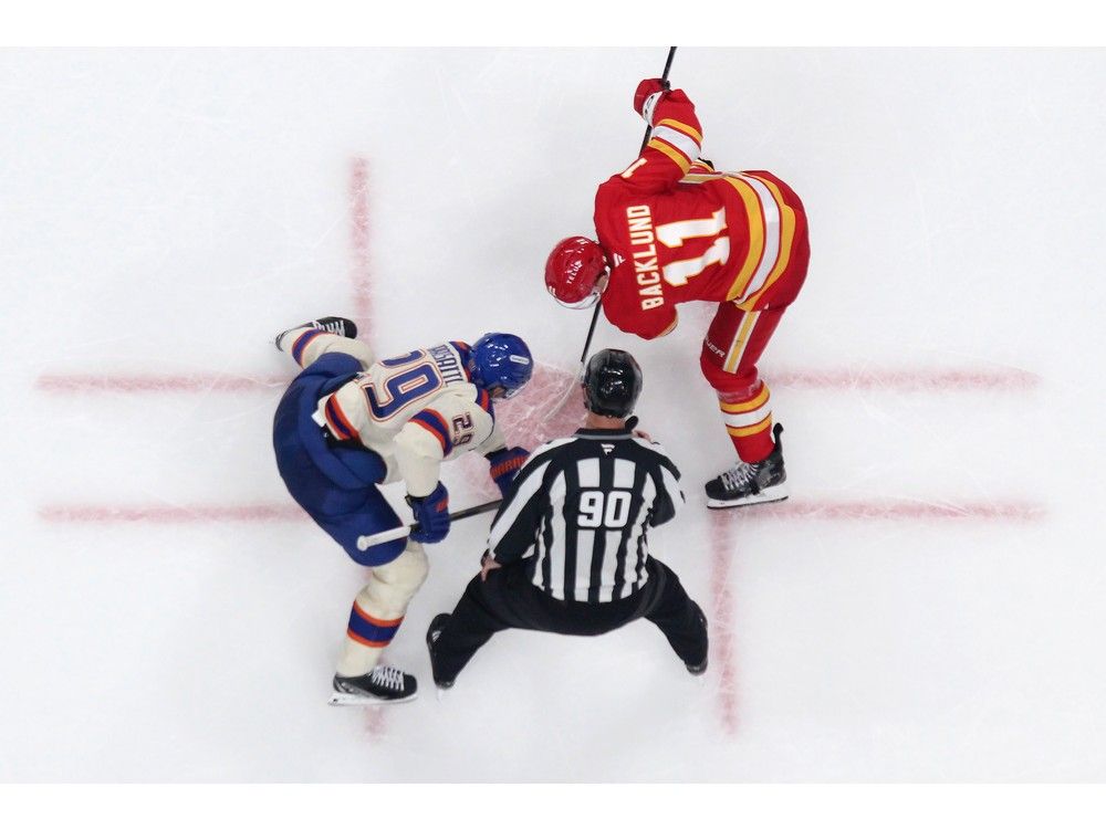 puck drop Edmonton Oilers and Calgary Flames battle of Alberta