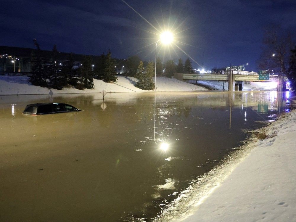  A major water main break flooded a large section of 16th Avenue N.W. in Montgomery and Bowness on Tuesday, December 30, 2025.