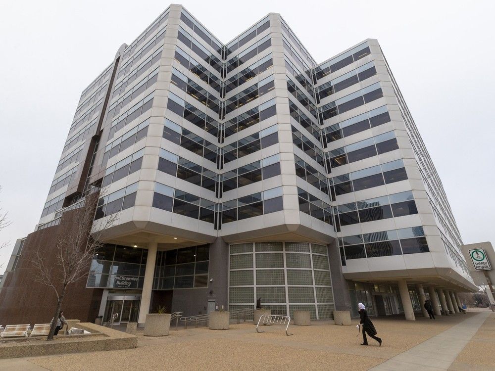 The John E. Brownlee Building, the home of the Edmonton branch of the Alberta Crown Prosecution Service, on Monday, Nov. 17, 2025.