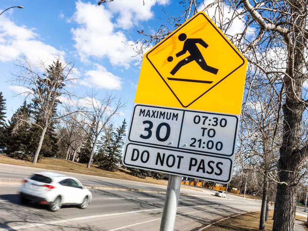 Playground zone sign in Calgary