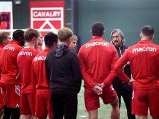 Cavalry FC Coach Tommy Wheeldon Jr. and team during practice