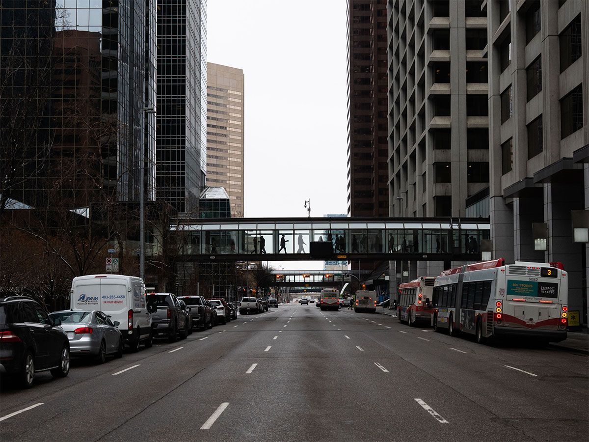Chunks of metal panelling fell down to 2nd Avenue S.W. on Thursday evening, forcing the police to close the road.