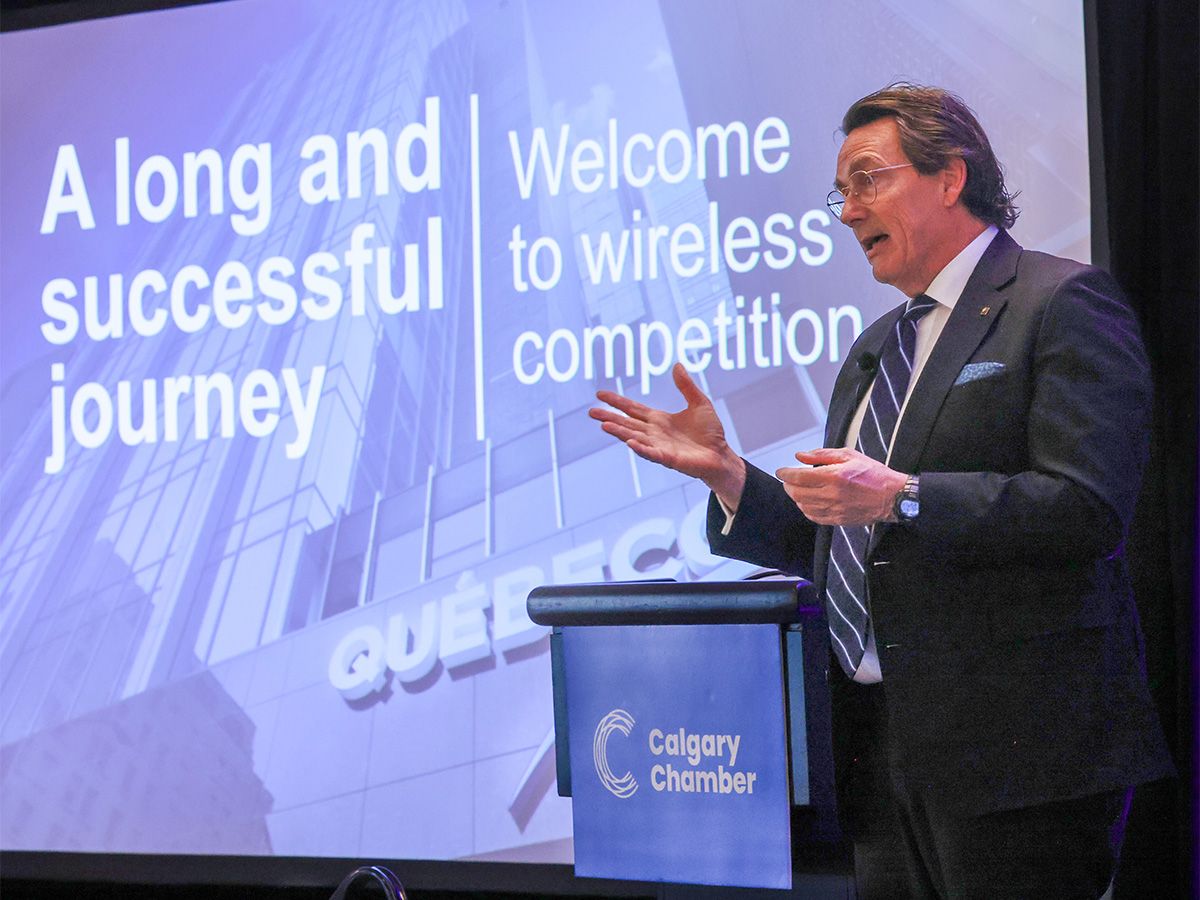 Pierre Karl Péladeau, who owns one of the country's largest telecom companies, says more competition means lower prices for Canadians.