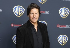 Tom Cruise promotes "Digger" at the Warner Bros. Pictures presentation in Las Vegas on April 14, 2026.