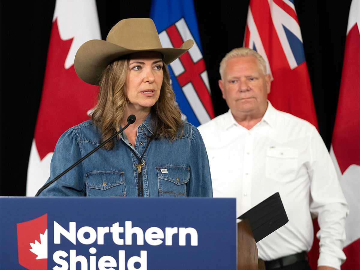 Danielle Smith and Doug Ford