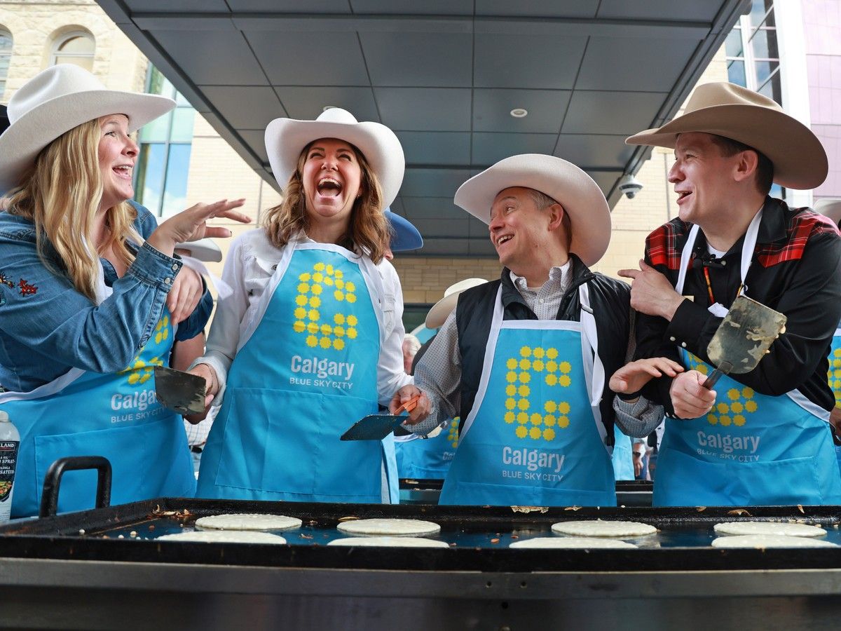 Alberta Premier Danielle Smith and Mayor Jeromy Farkas flipped some pancakes and welcomed Calgarians to the start of Stampede season.