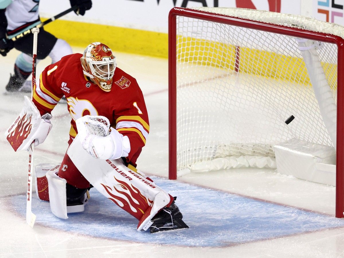 The forward starred with a pair of goals as Calgary dropped a 4-2 pre-season decision to Seattle on Sunday night.