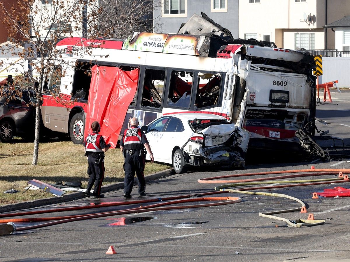 Fatal crash bus fire Saddletowne Circle Calgary Transit