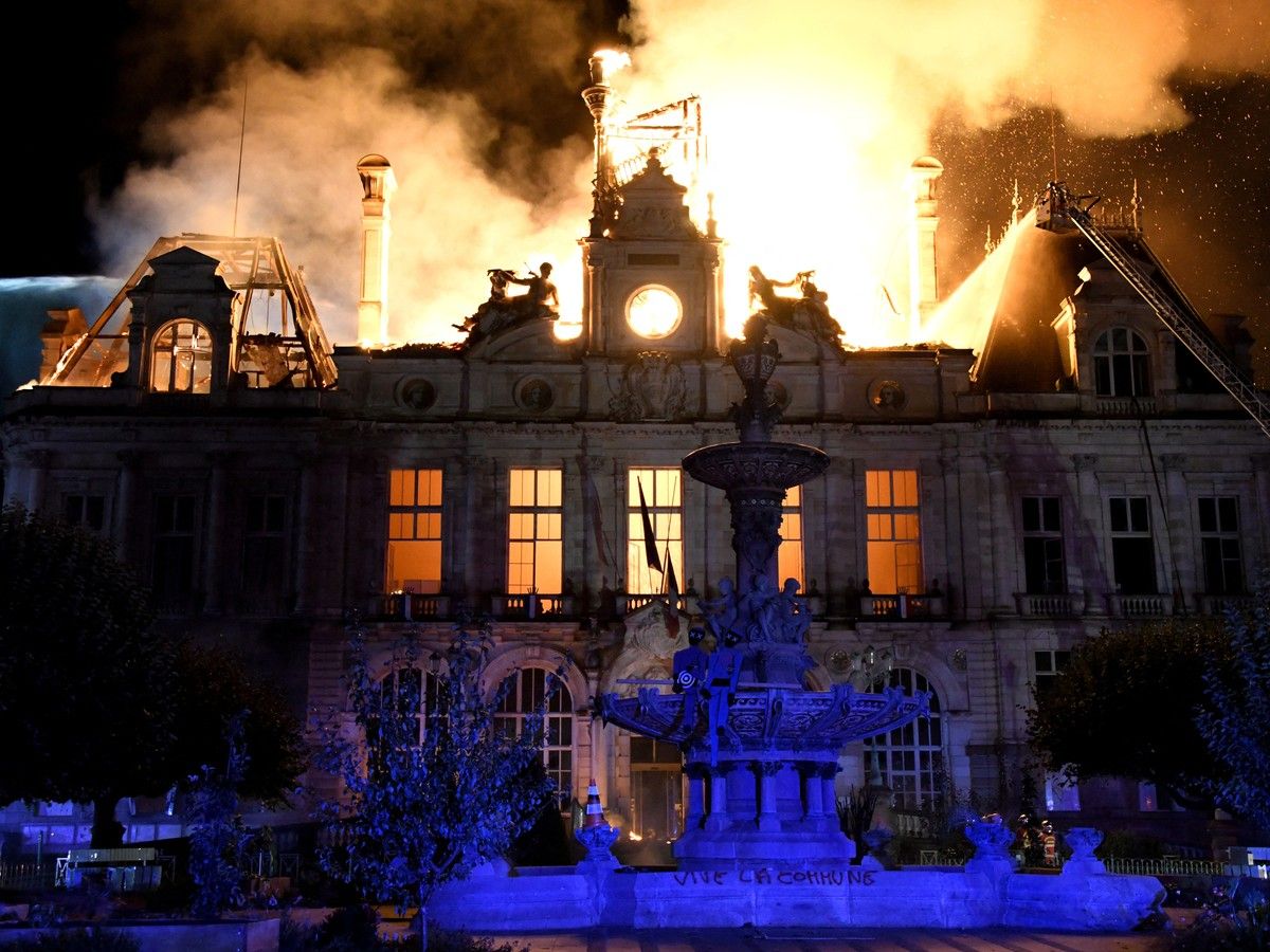 city hall burning