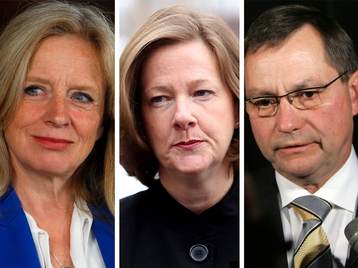Former Alberta premiers Notley, Redford and Stelmach
