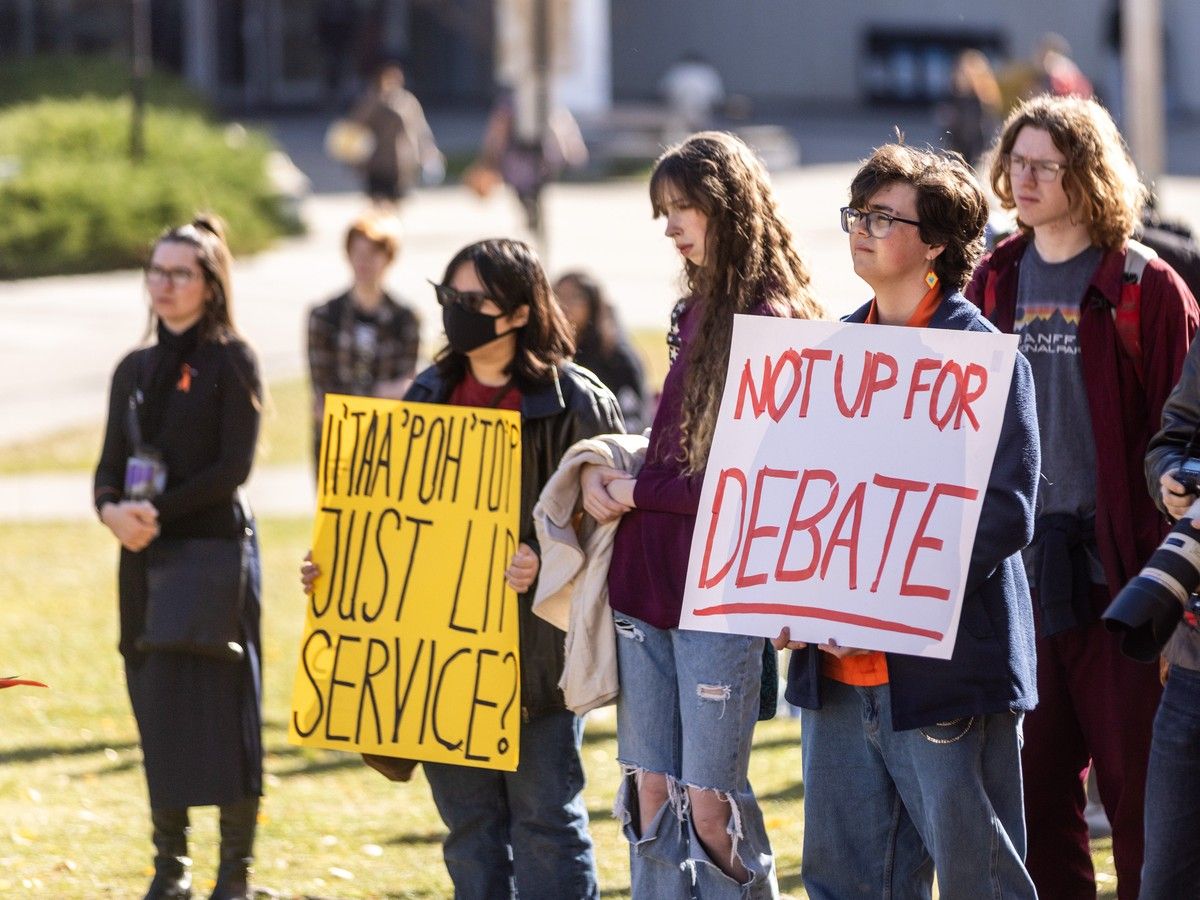 UofC Indigenous residential school denial protest