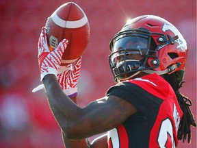 Calgary Stampeders receiver Marken Michel during warm-up before facing the Toronto Argonauts in CFL football in Calgary on Saturday, August 26, 2017. Al Charest/Postmedia

Calgary Stampeders Football CFL
AL Charest, Al Charest/Postmedia