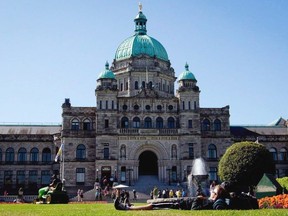 An exterior view of the British Columbia Legislature is shown in Victoria, B.C., on August 26, 2011.