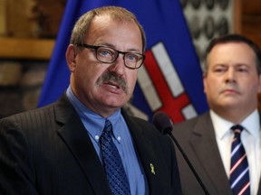 UCP MLA Ric McIver endorsed Jason Kenney in the leadership race for the new party during an announcement in Calgary on Wednesday September 13, 2017.  Gavin Young/Postmedia

Postmedia Calgary
Gavin Young, Calgary Herald