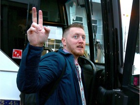 Calgary Stampeders QB Bo Levi Mitchell joins the team at McMahon Stadium in Calgary on  Tuesday, November 21, 2017 as they depart for the 105th Grey Cup in Ottawa. Jim Wells/Postmedia

Postmedia Calgary
Jim Wells, Jim Wells/Postmedia